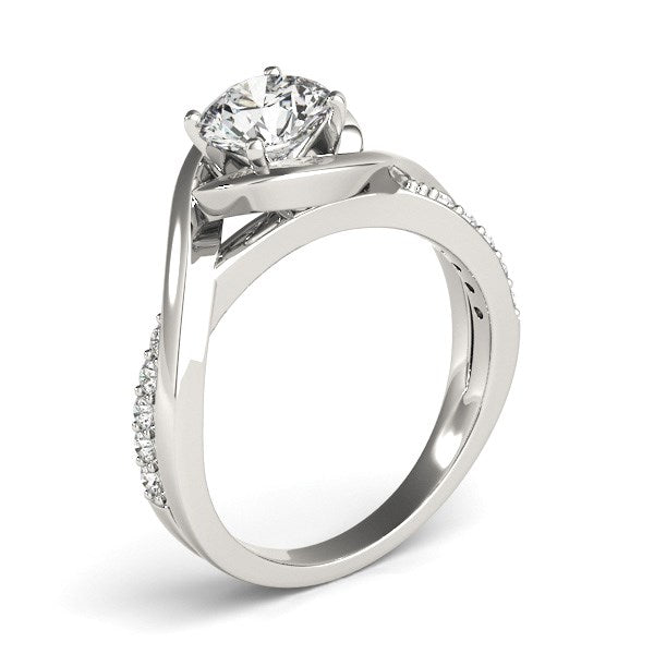 14k White Gold Split Band Round Bypass Diamond Engagement Ring 1 1/8 cttw on sale at MyriadMart
