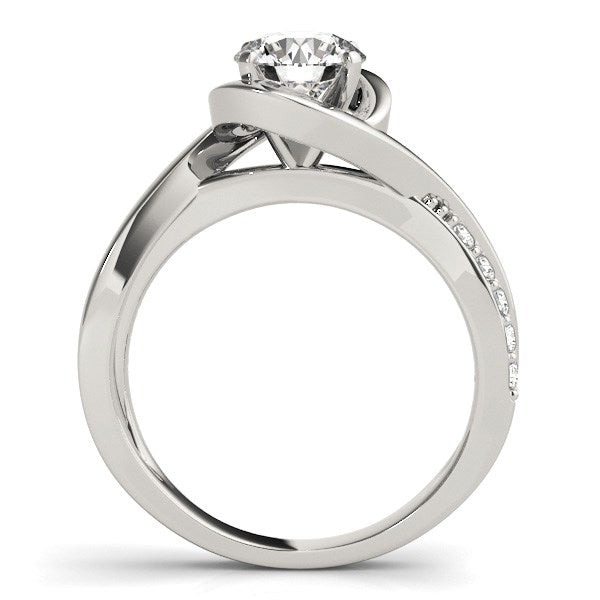14k White Gold Split Band Round Bypass Diamond Engagement Ring 1 1/8 cttw on sale at MyriadMart