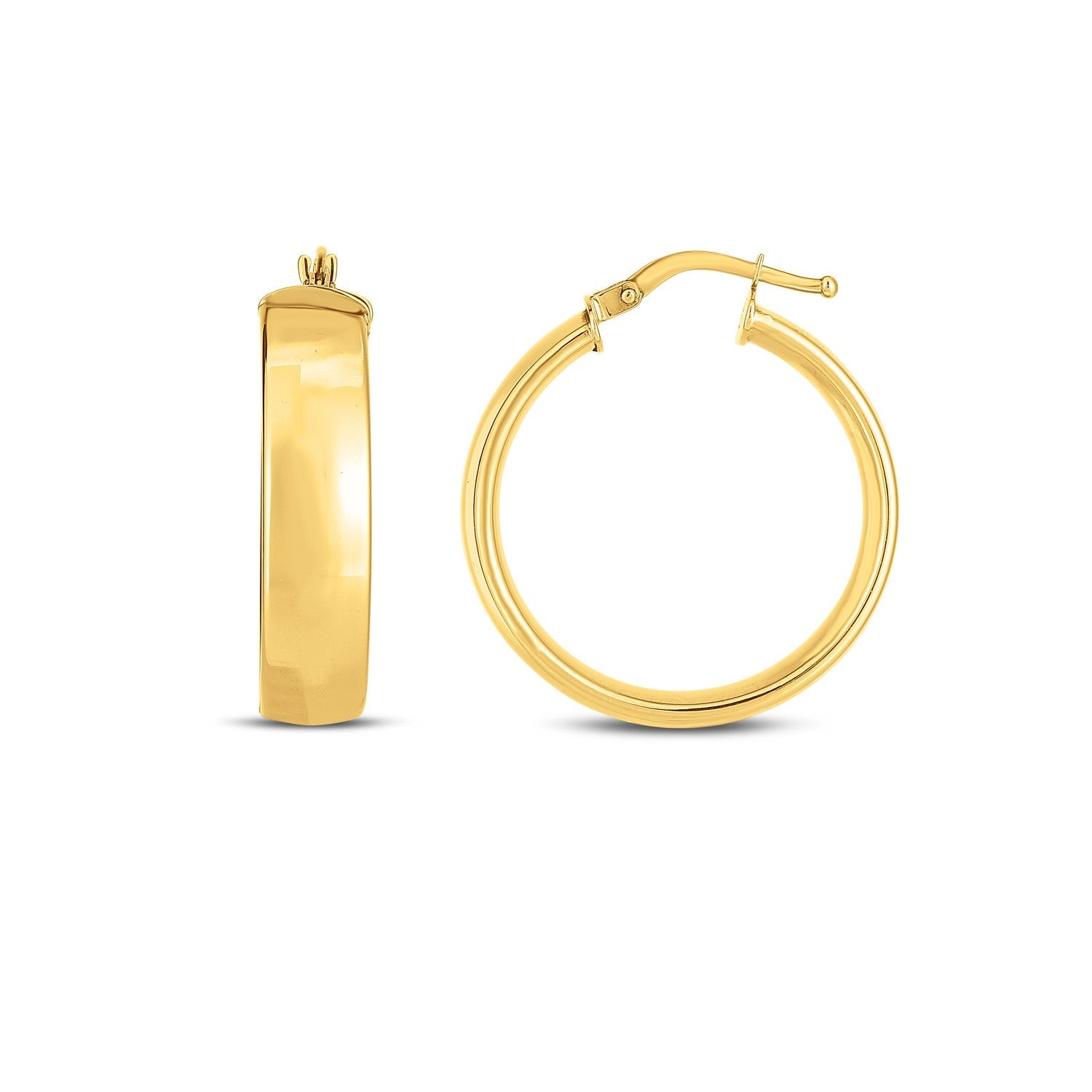 14k Yellow Gold Wedding Band Hoops 6x25mm on sale at MyriadMart