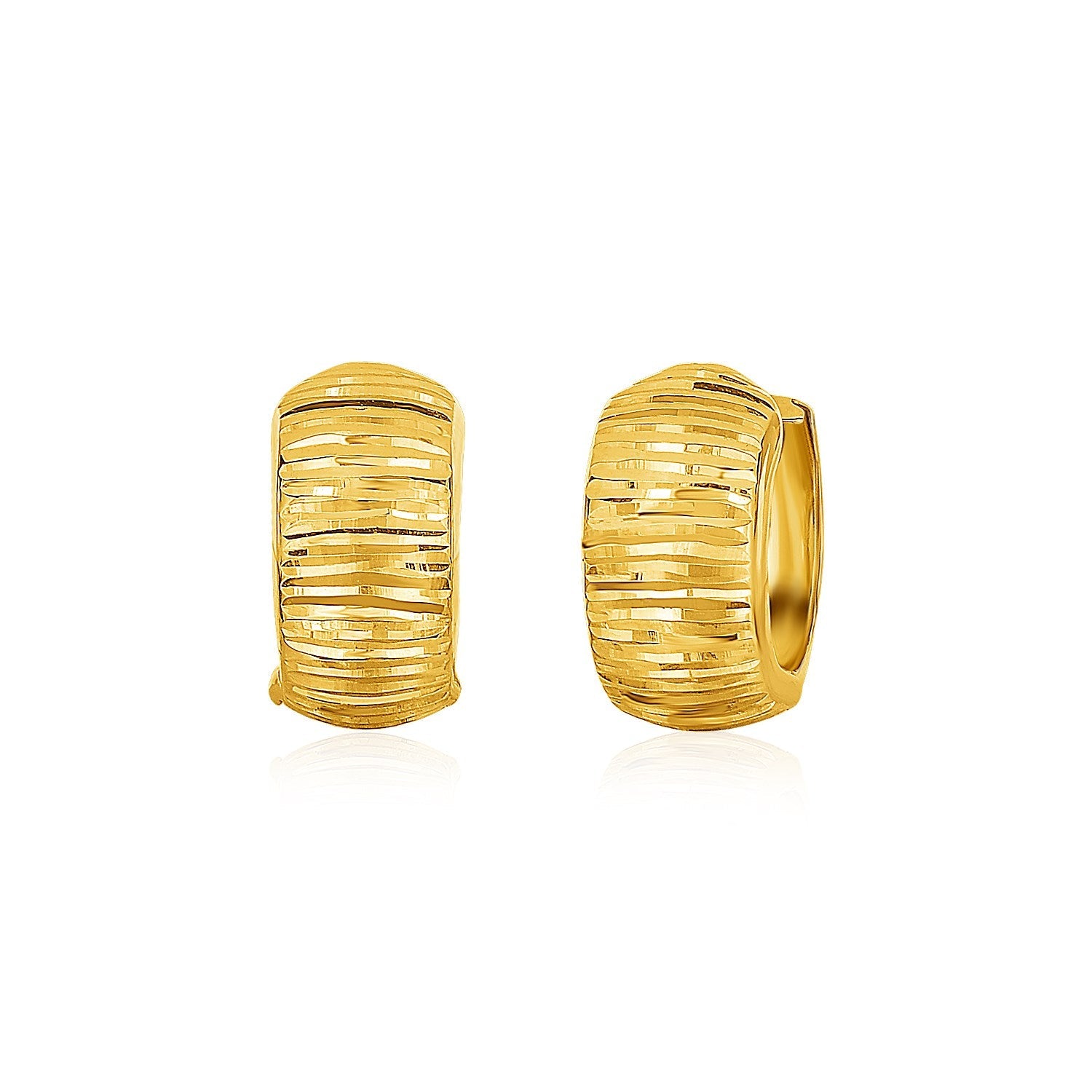 14k Yellow Gold Diamond Cut Hoop Design Earrings on sale at MyriadMart