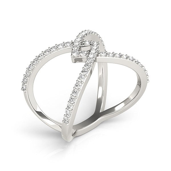 14k White Gold Fancy Entwined Design Diamond Ring 1/2 cttw on sale at MyriadMart
