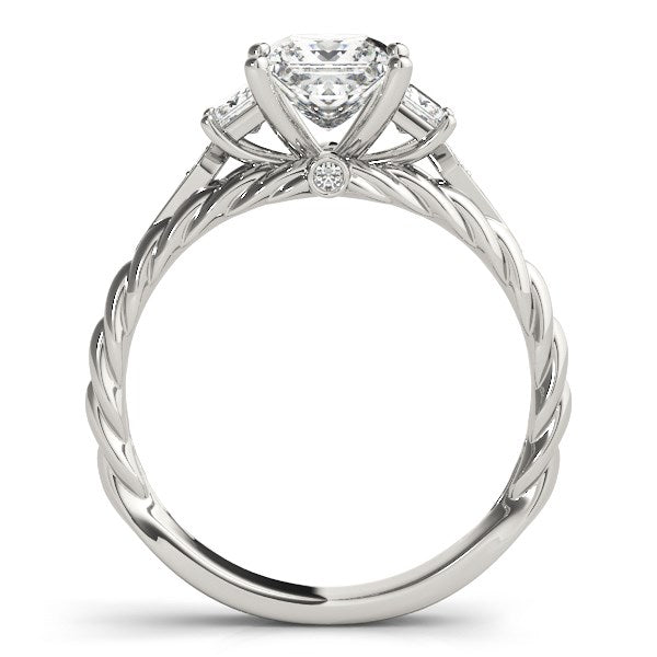14k White Gold Princess Cut 3 Stone Antique Style Diamond Ring 1 1/8 cttw on sale at MyriadMart