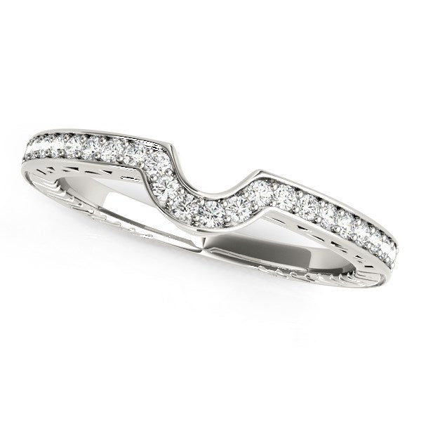 14k White Gold Prong Set Curved Wedding Band 1/8 cttw on sale at MyriadMart