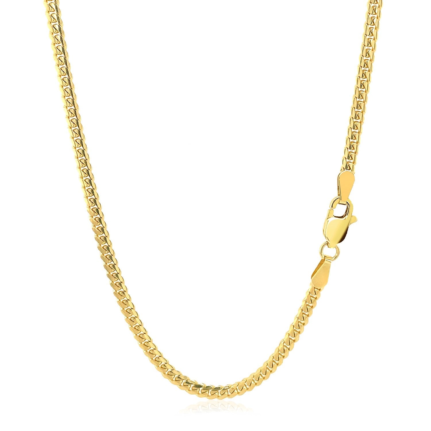 2.6mm 14k Yellow Gold Classic Solid Miami Cuban Chain on sale at MyriadMart