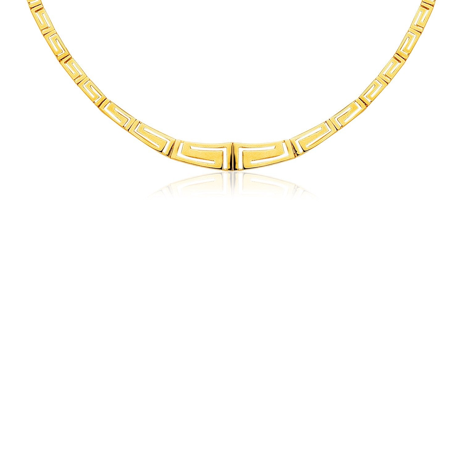 14K Yellow Gold Necklace with Graduated Greek Meander Motif Links on sale at MyriadMart