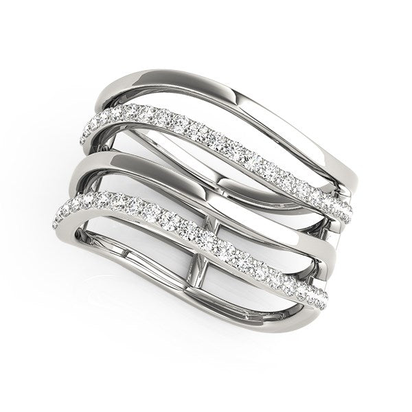 14k White Gold Multiple Band Design Ring with Diamonds 3/8 cttw on sale at MyriadMart