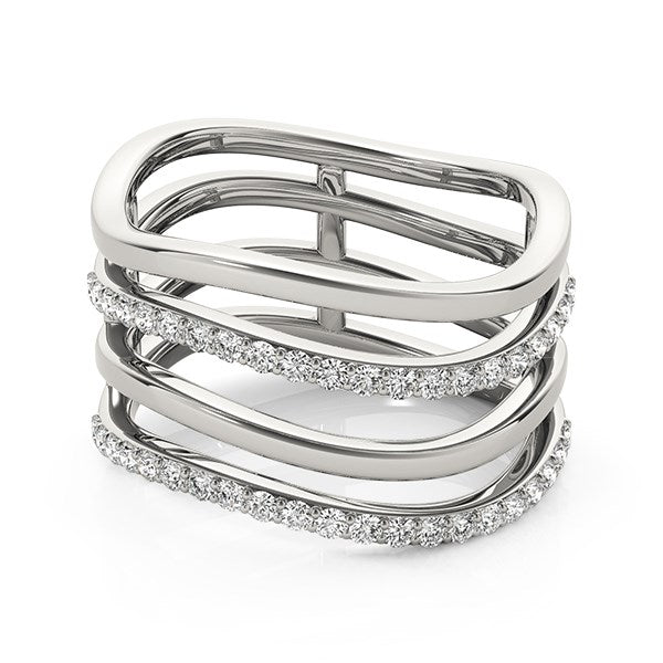 14k White Gold Multiple Band Design Ring with Diamonds 3/8 cttw on sale at MyriadMart