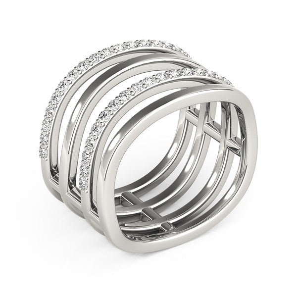 14k White Gold Multiple Band Design Ring with Diamonds 3/8 cttw on sale at MyriadMart