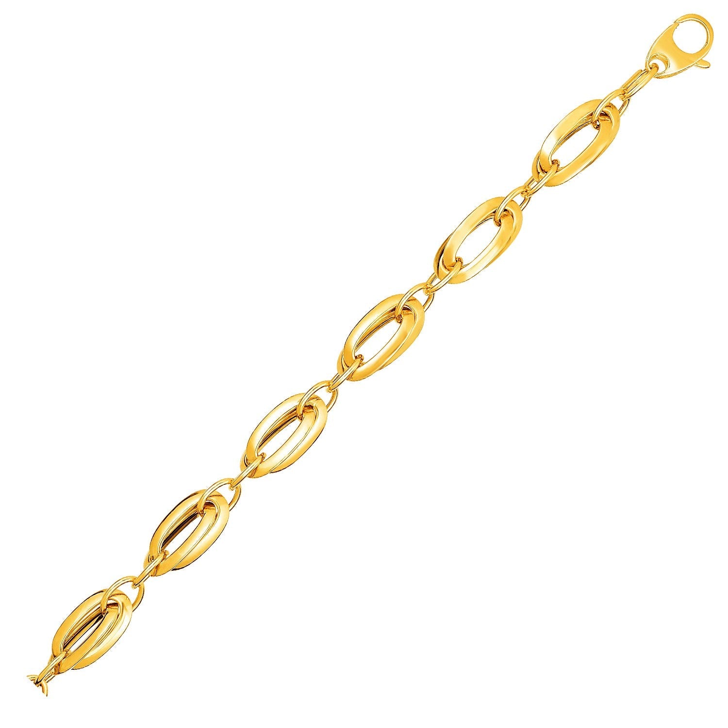 14k Yellow Gold Bracelet with Long Double Oval Links on sale at MyriadMart