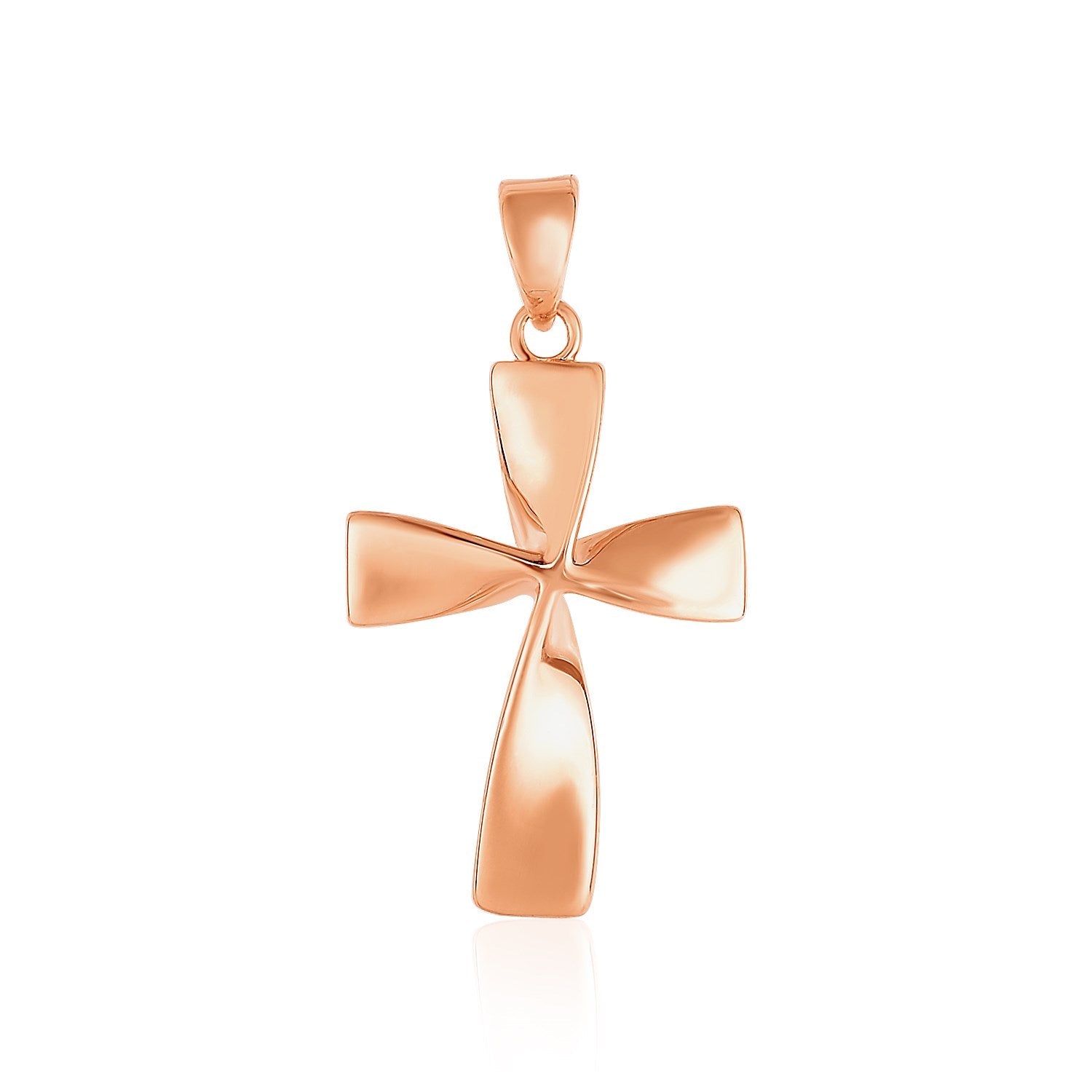 Flat Twisted Cross Pendant in 14k Rose Gold on sale at MyriadMart