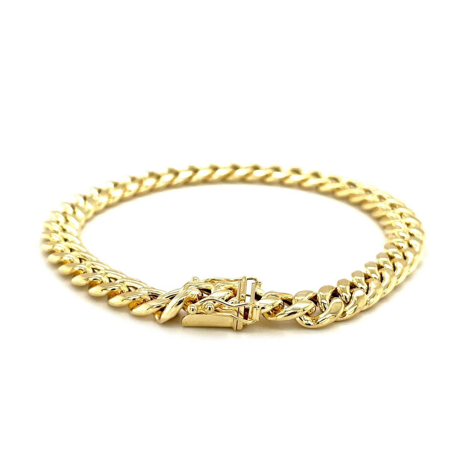 10k Yellow Gold Semi Solid Miami Cuban Bracelet 7.20 mm on sale at MyriadMart