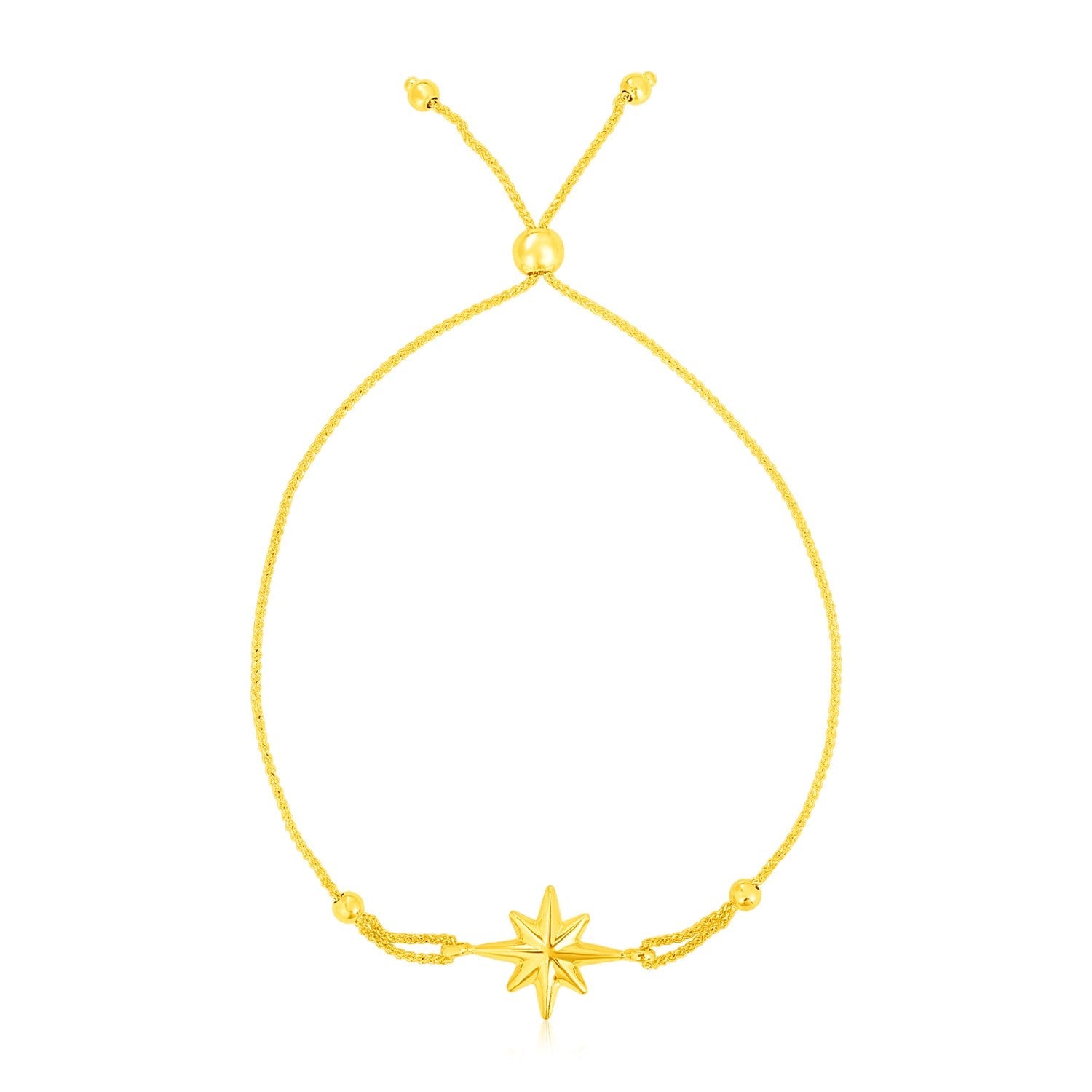 14k Yellow Gold Adjustable Bracelet with Star on sale at MyriadMart