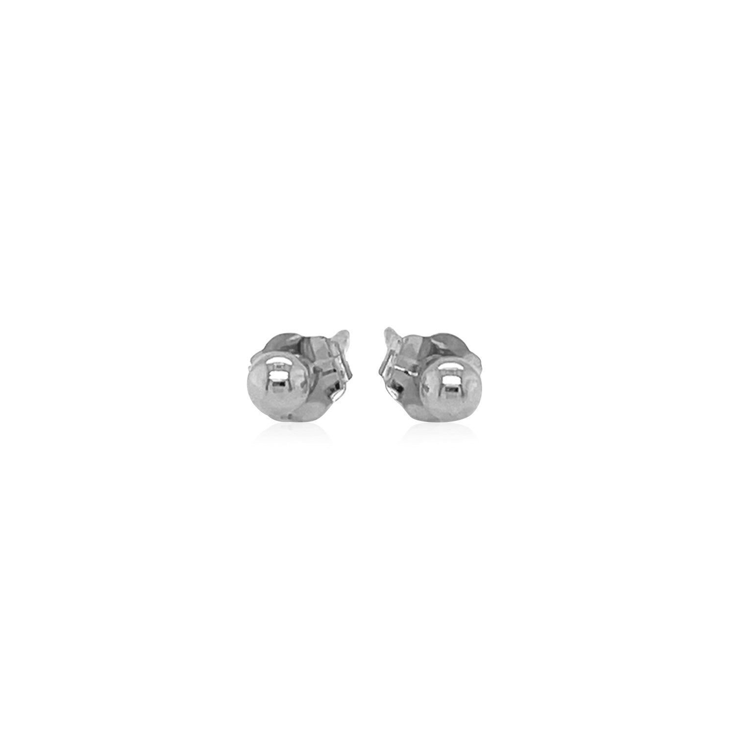 14k White Gold Spherical Stud Earrings 3.0 mm on sale at MyriadMart