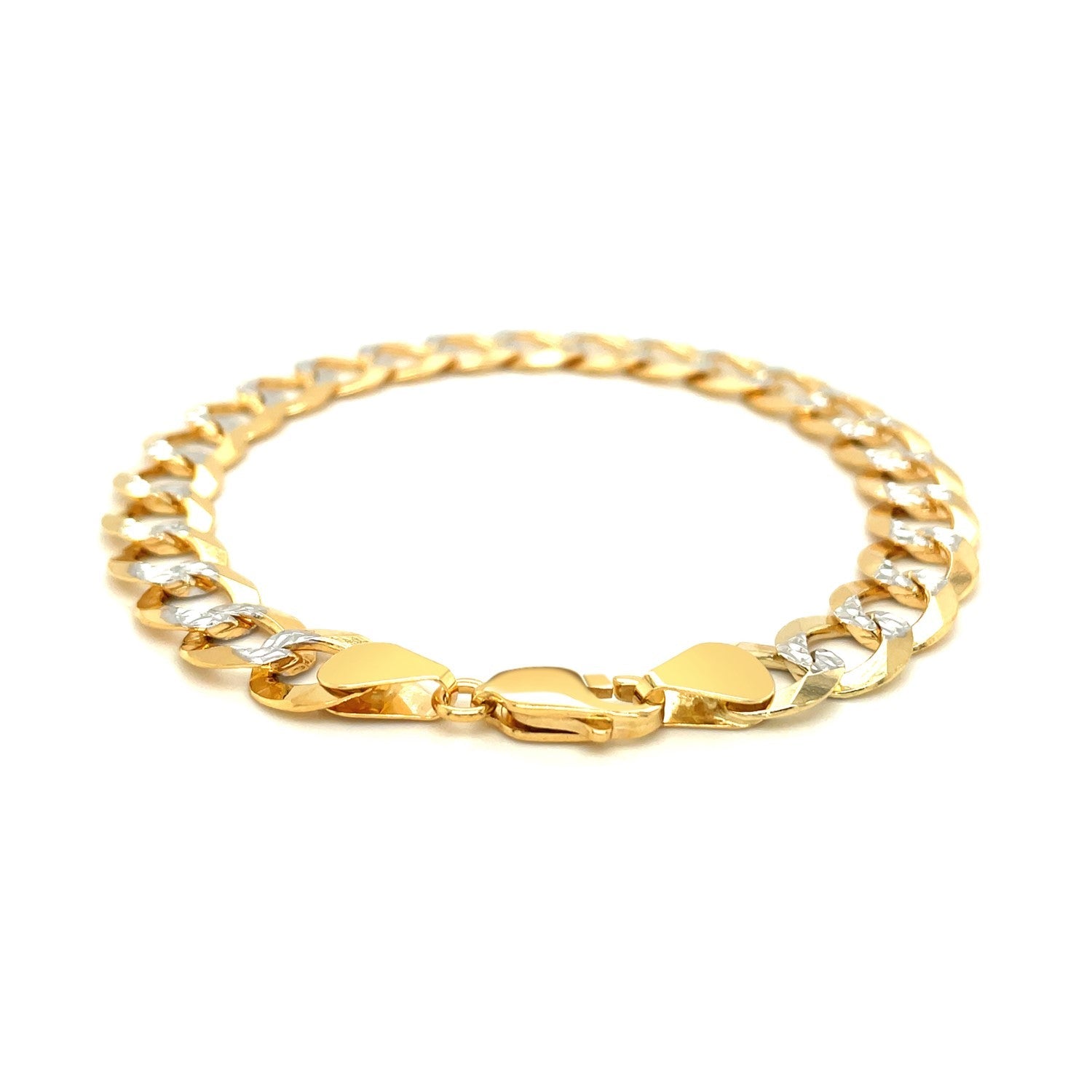 10 mm 14k Two Tone Gold Pave Curb Bracelet on sale at MyriadMart