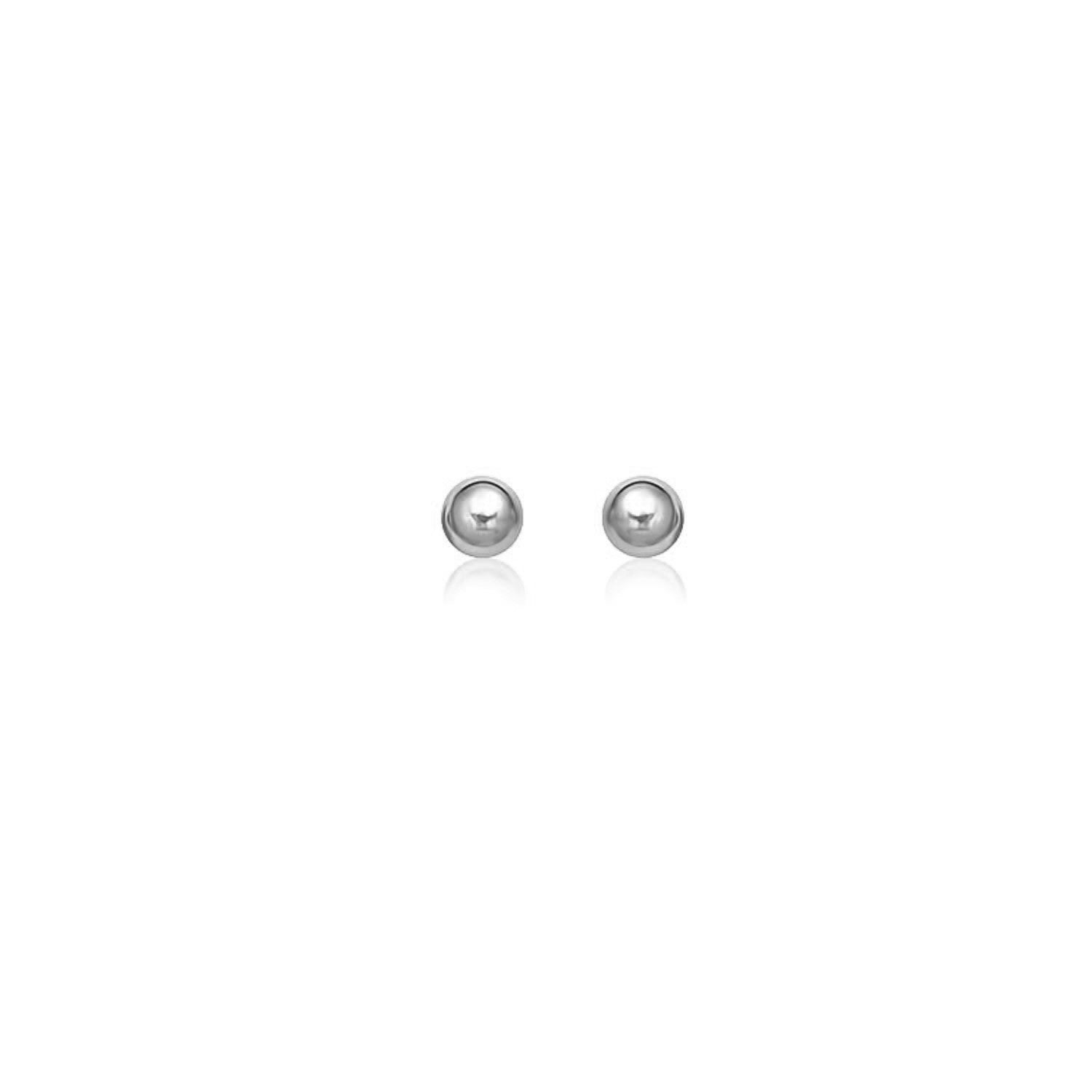 14k White Gold Round Stud Earrings 4.0 mm on sale at MyriadMart