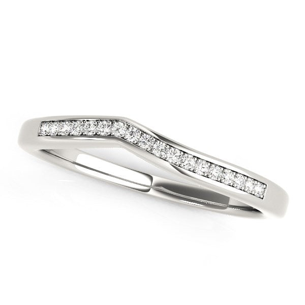 14k White Gold Modern Curved Design Diamond Wedding Band 1/10 cttw on sale at MyriadMart