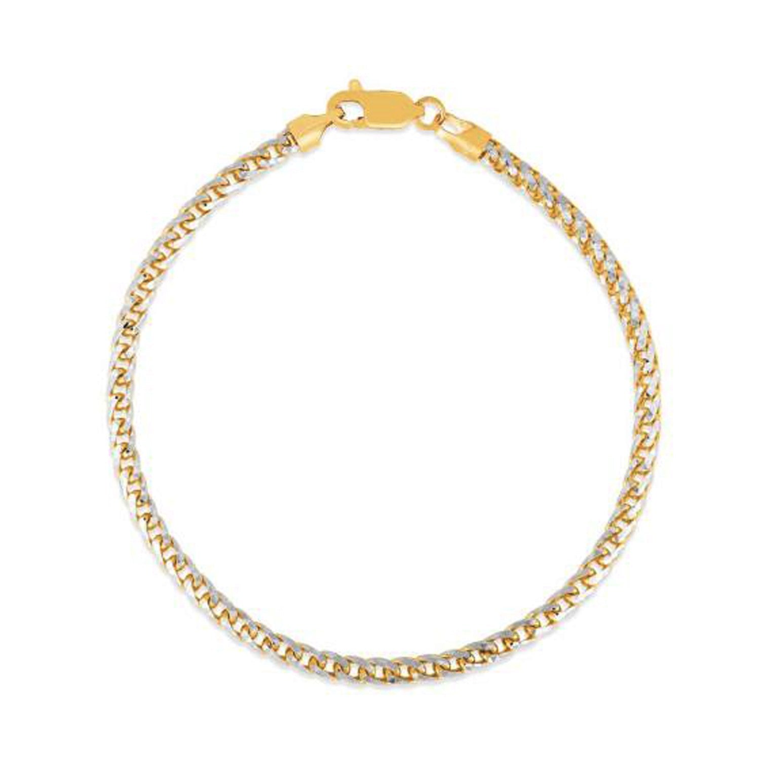 Round Pave Franco Chain Bracelet in 14k Yellow Gold 3.15 mm on sale at MyriadMart