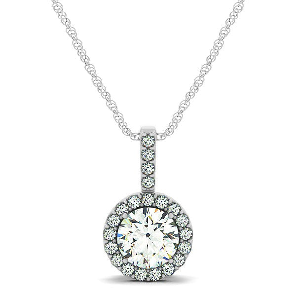 14k White Gold Diamond Halo Round Style Pendant 5/8 cttw on sale at MyriadMart