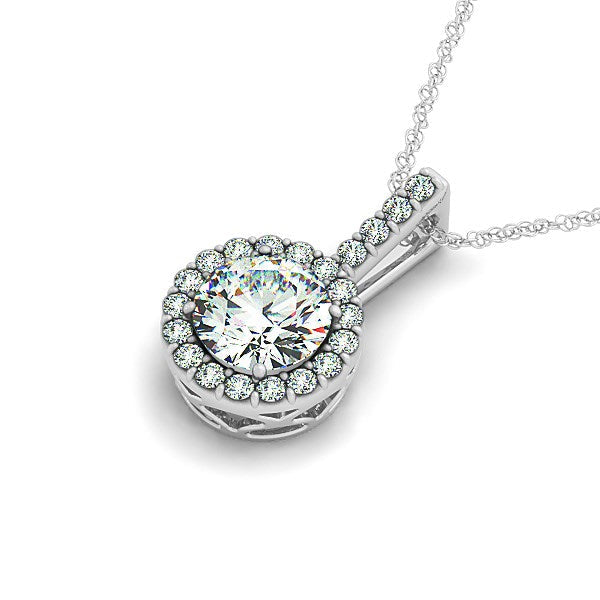 14k White Gold Diamond Halo Round Style Pendant 5/8 cttw on sale at MyriadMart