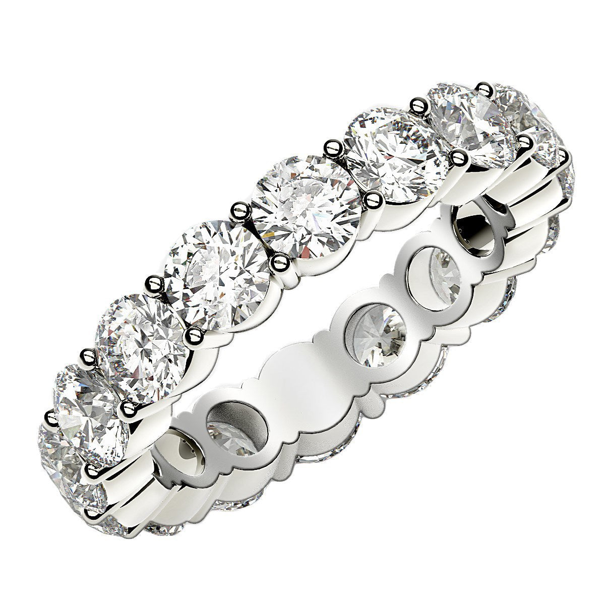 Round Cut Lab Grown Diamond Eternity Ring in 14k White Gold 4 cttw FG/VS2 on sale at MyriadMart