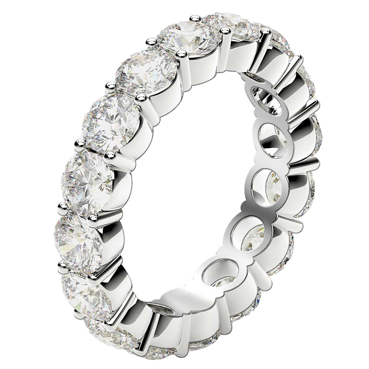 Round Cut Lab Grown Diamond Eternity Ring in 14k White Gold 4 cttw FG/VS2 on sale at MyriadMart