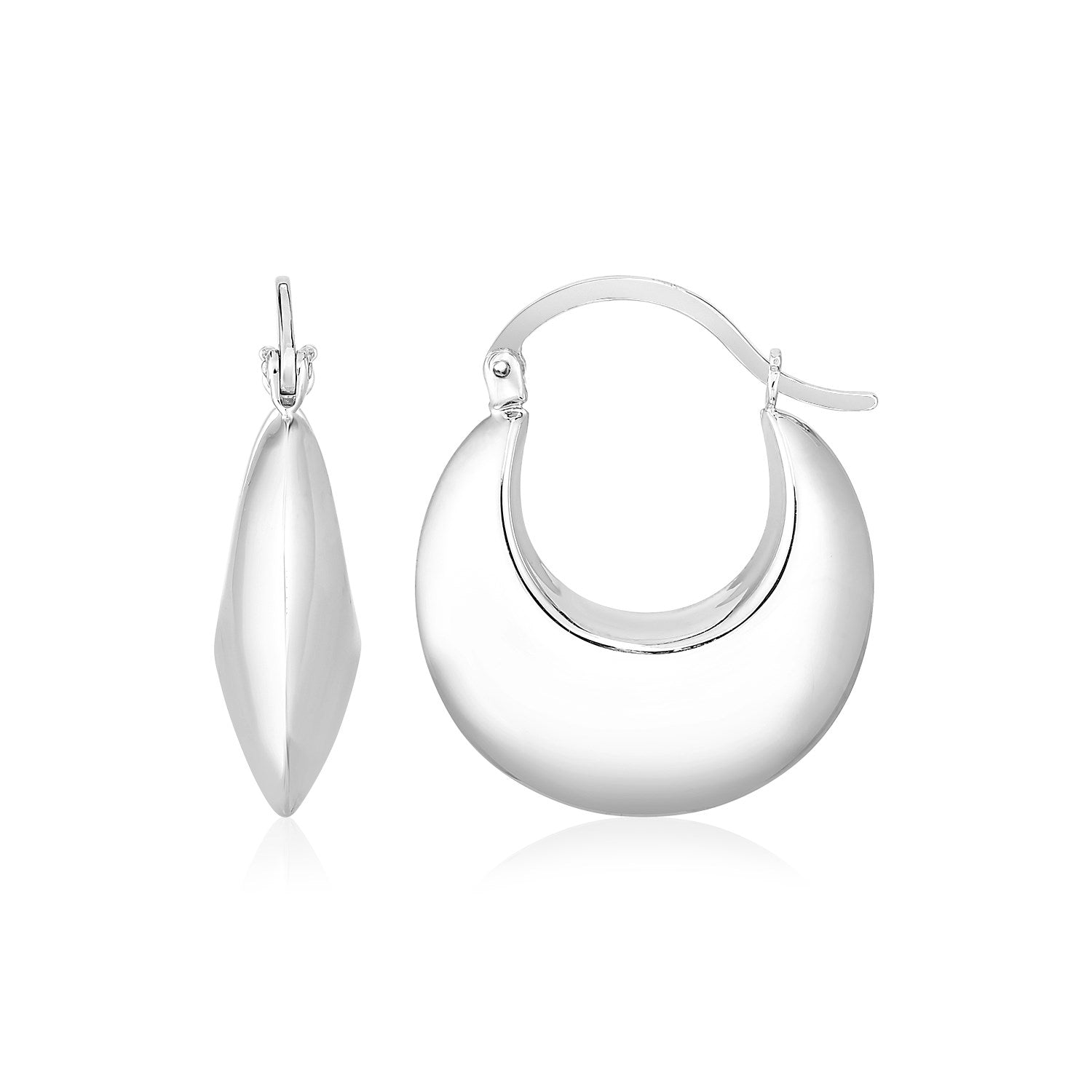 Sterling Silver Polished Puffed Hoop Earrings on sale at MyriadMart
