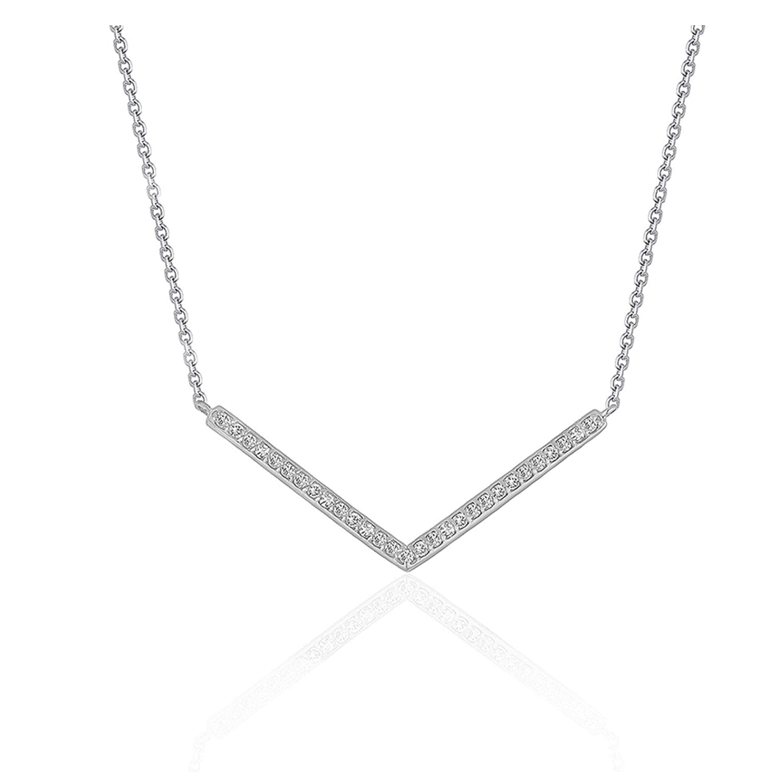 Diamond Chevron Pendant in 14k White Gold 1/3 cttw on sale at MyriadMart