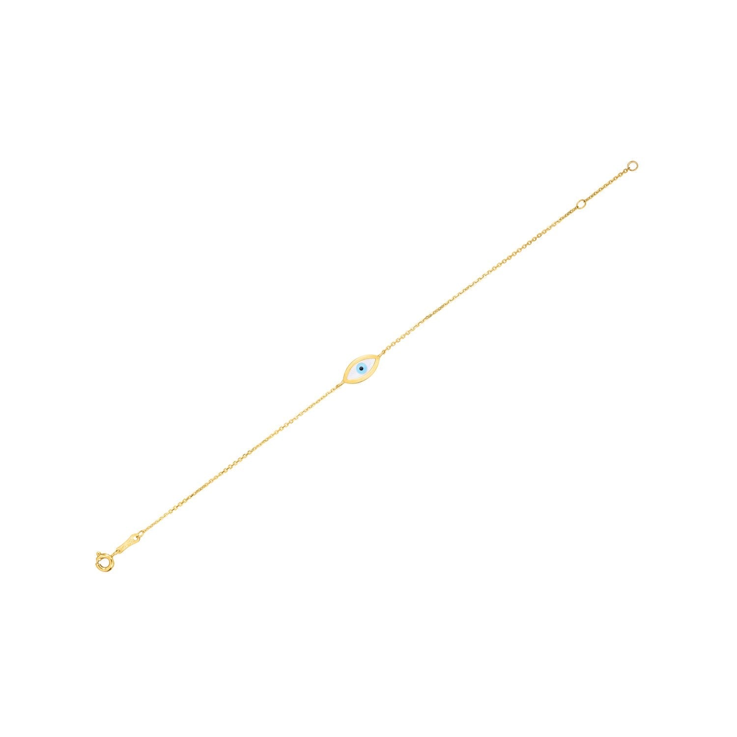 14k Yellow Gold MOP Evil Eye Bracelet 1.00 mm on sale at MyriadMart