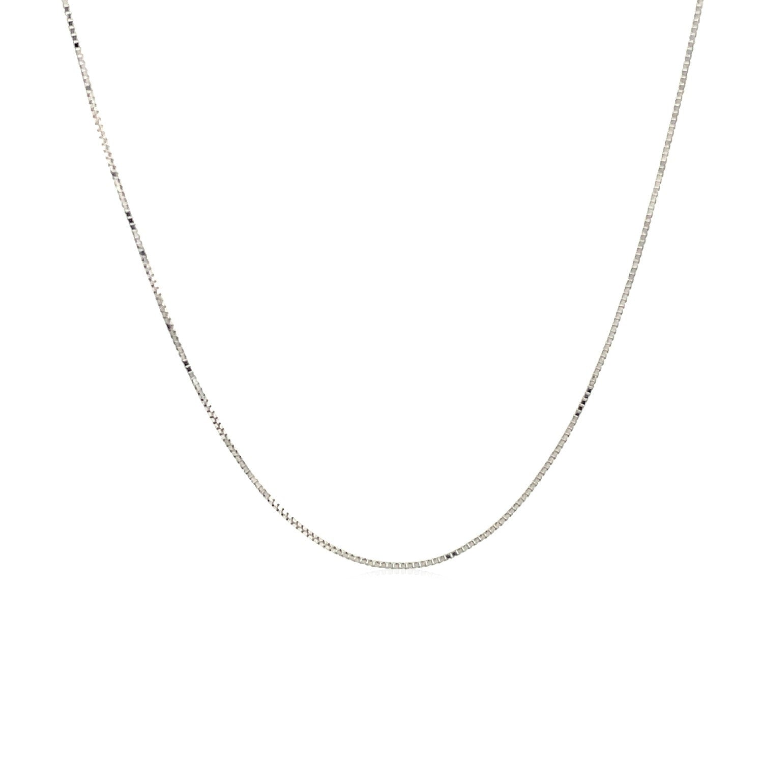 10k White Gold Classic Box Chain 0.45 mm on sale at MyriadMart
