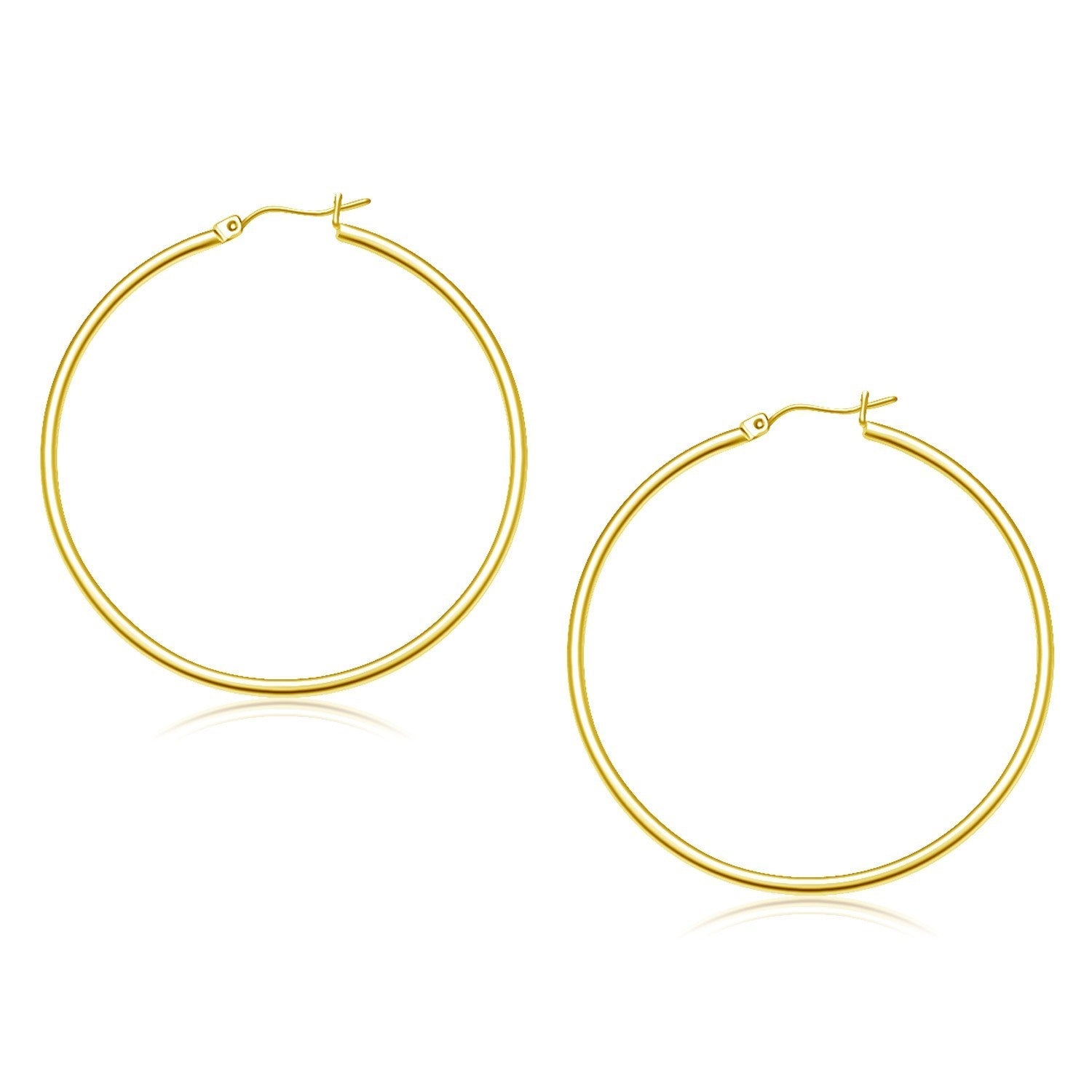 10k Yellow Gold Polished Hoop Earrings 45 mm on sale at MyriadMart