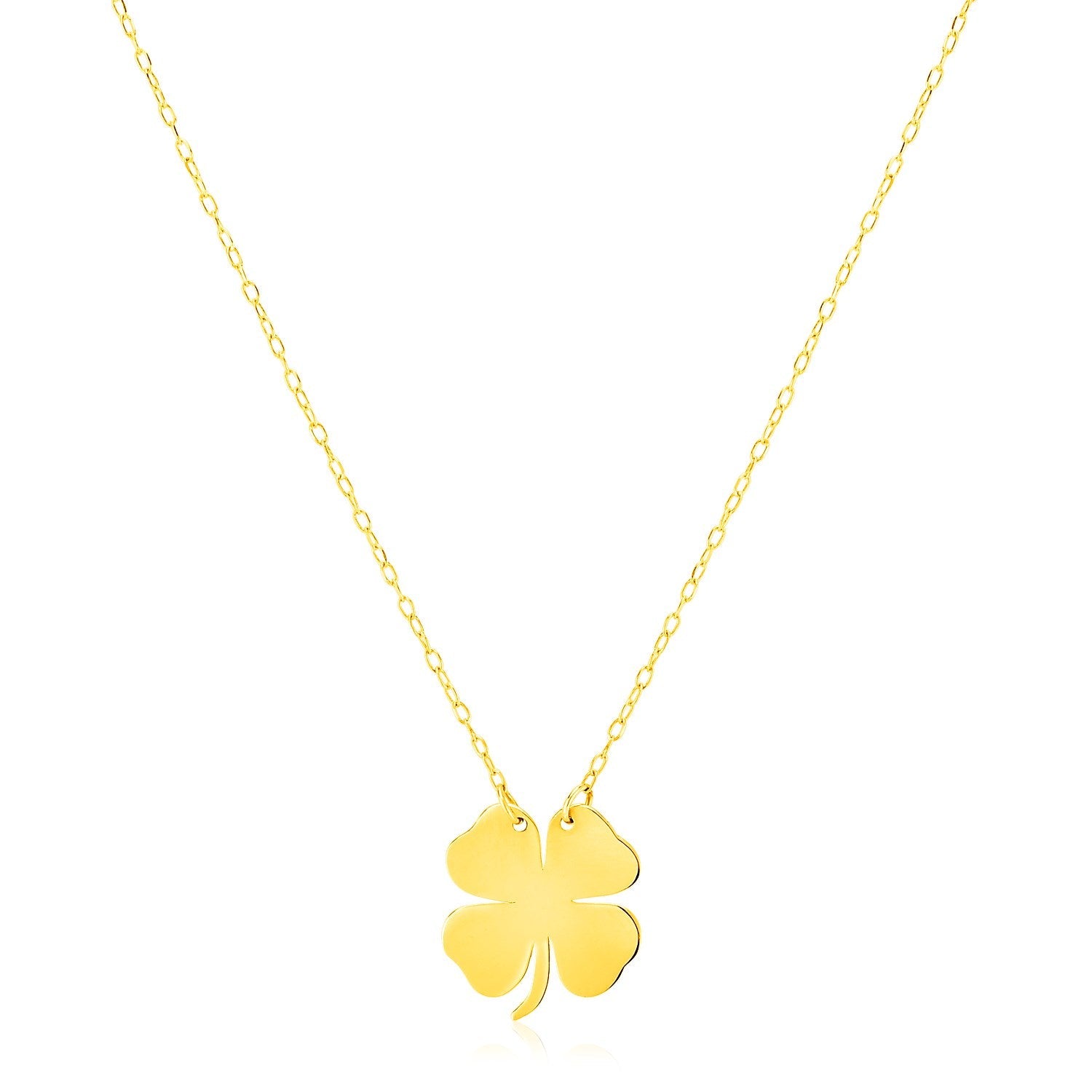 14K Yellow Gold Four Leaf Clover Necklace on sale at MyriadMart