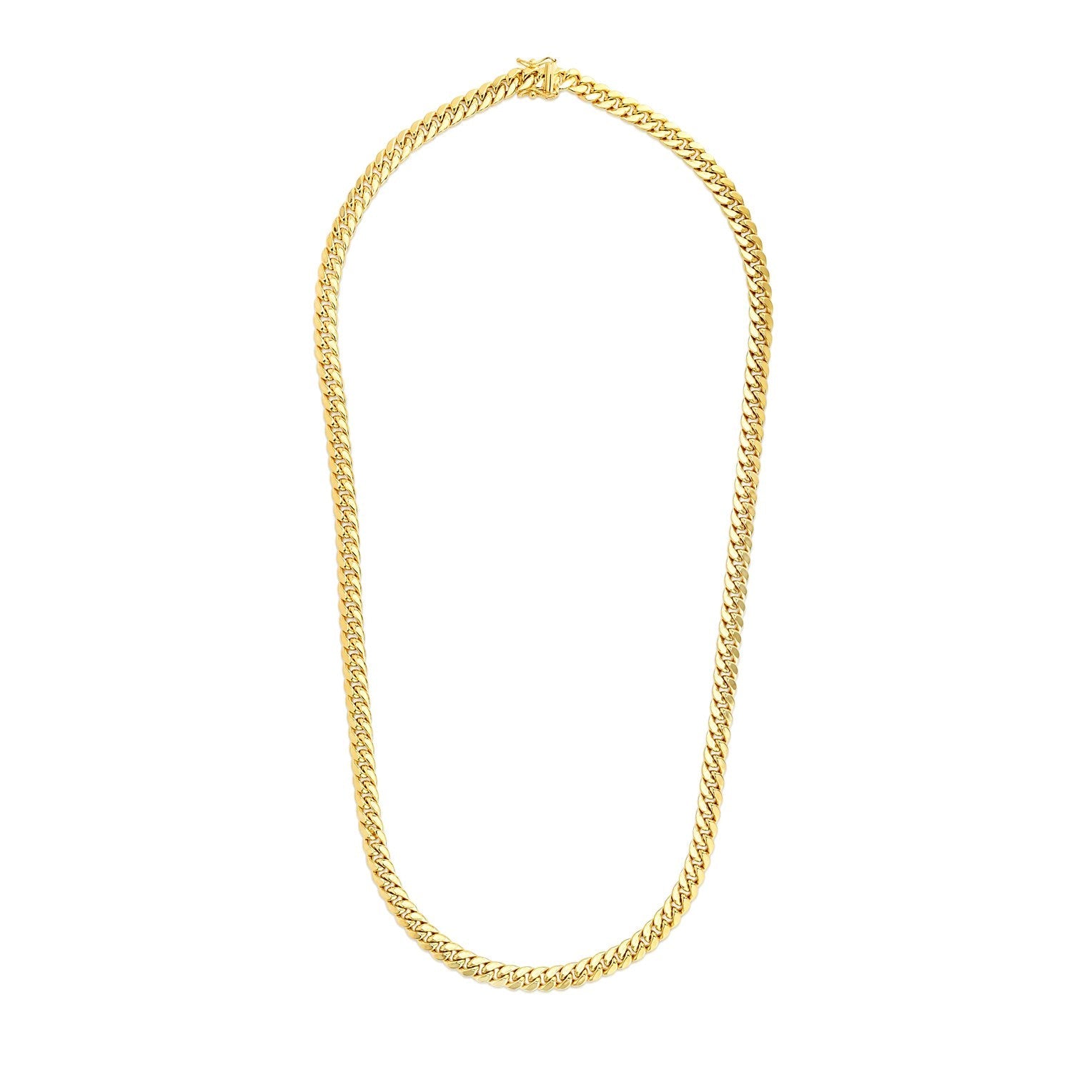 6.9mm 14k Yellow Gold Semi Solid Miami Cuban Chain on sale at MyriadMart