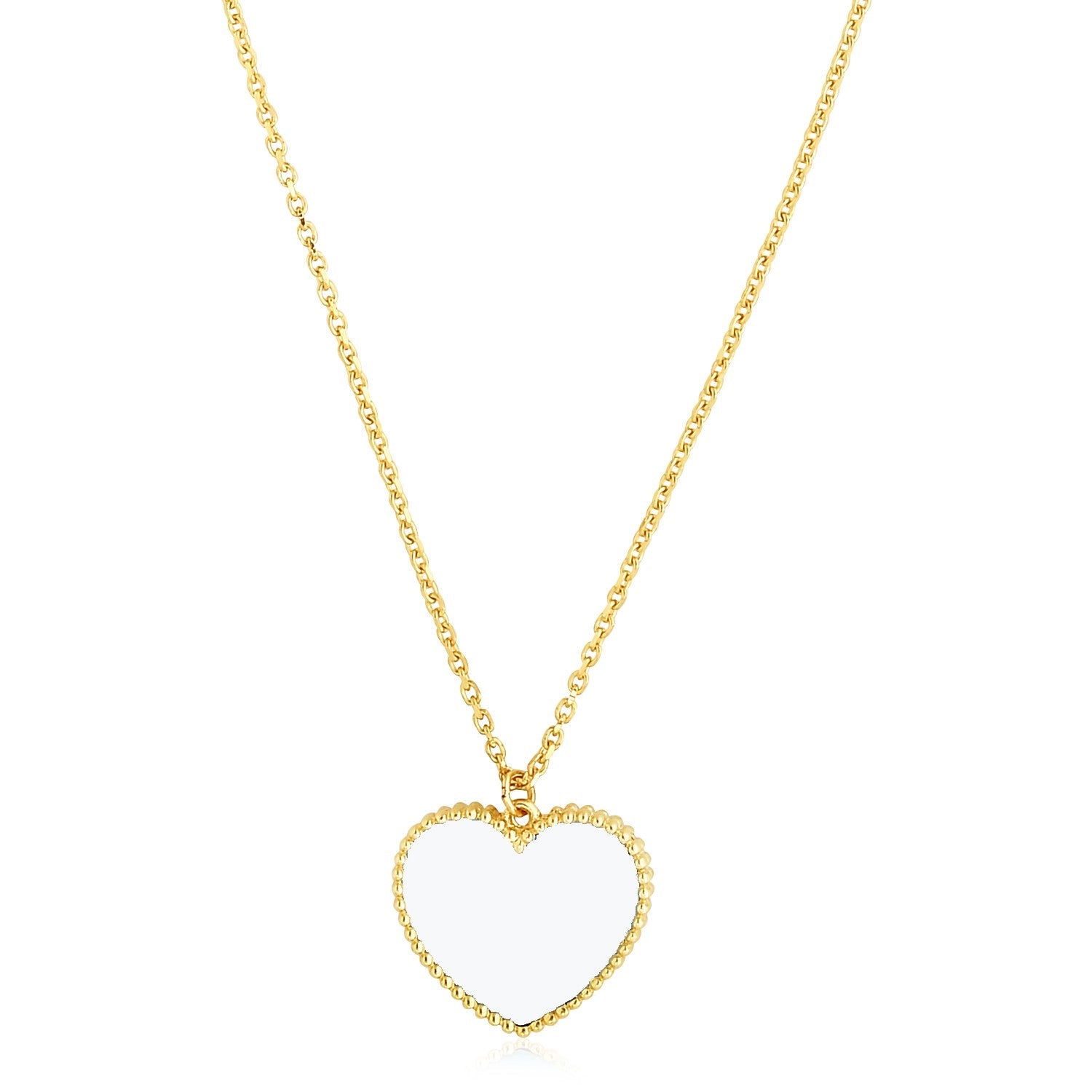 14k Yellow Gold High Polish Heart Pearl Paste Necklace on sale at MyriadMart