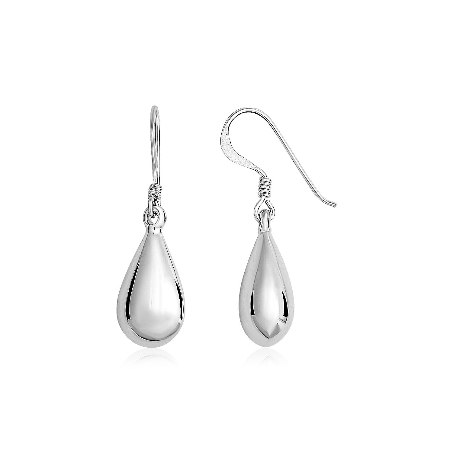 Sterling Silver Polished Puffed Teardrop Dangle Earrings on sale at MyriadMart