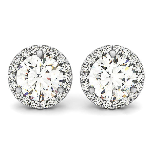 14k White Gold Round Prong Halo Style Earrings 1 cttw on sale at MyriadMart