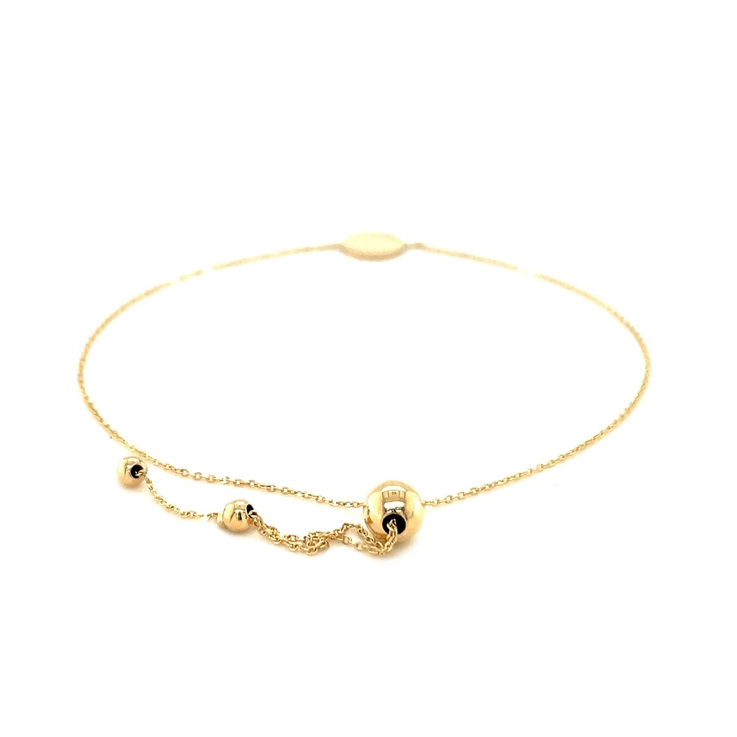 Adjustable Bracelet with Shiny Circle in 14k Yellow Gold on sale at MyriadMart