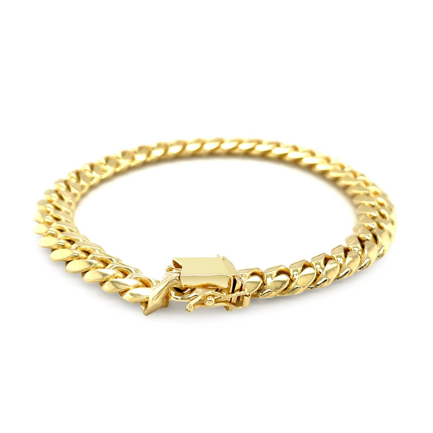 8.25mm 14k Yellow Gold Classic Miami Cuban Solid Bracelet on sale at MyriadMart