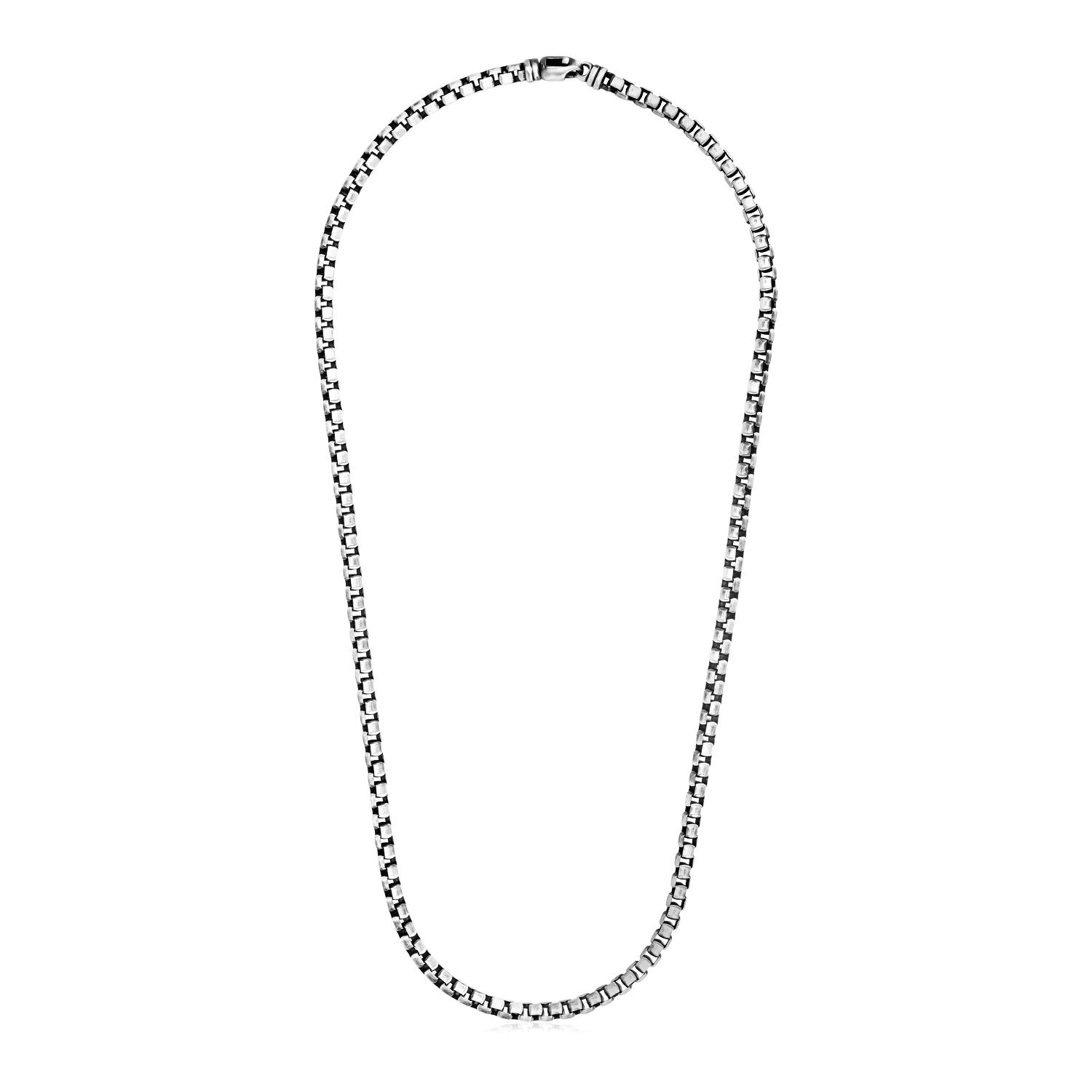 Sterling Silver Gunmetal Finish Round Box Chain Necklace on sale at MyriadMart