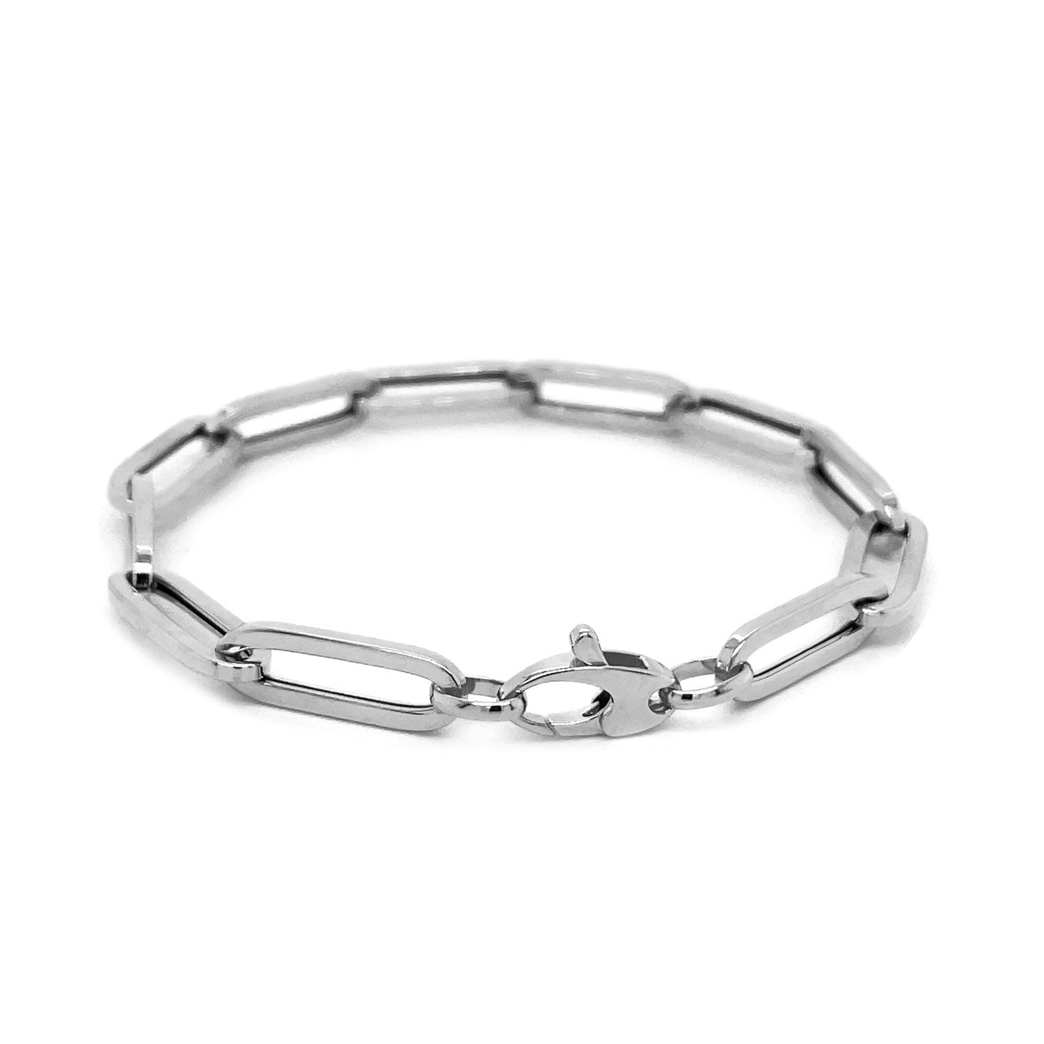 14K White Gold Extra Wide Paperclip Chain Bracelet on sale at MyriadMart