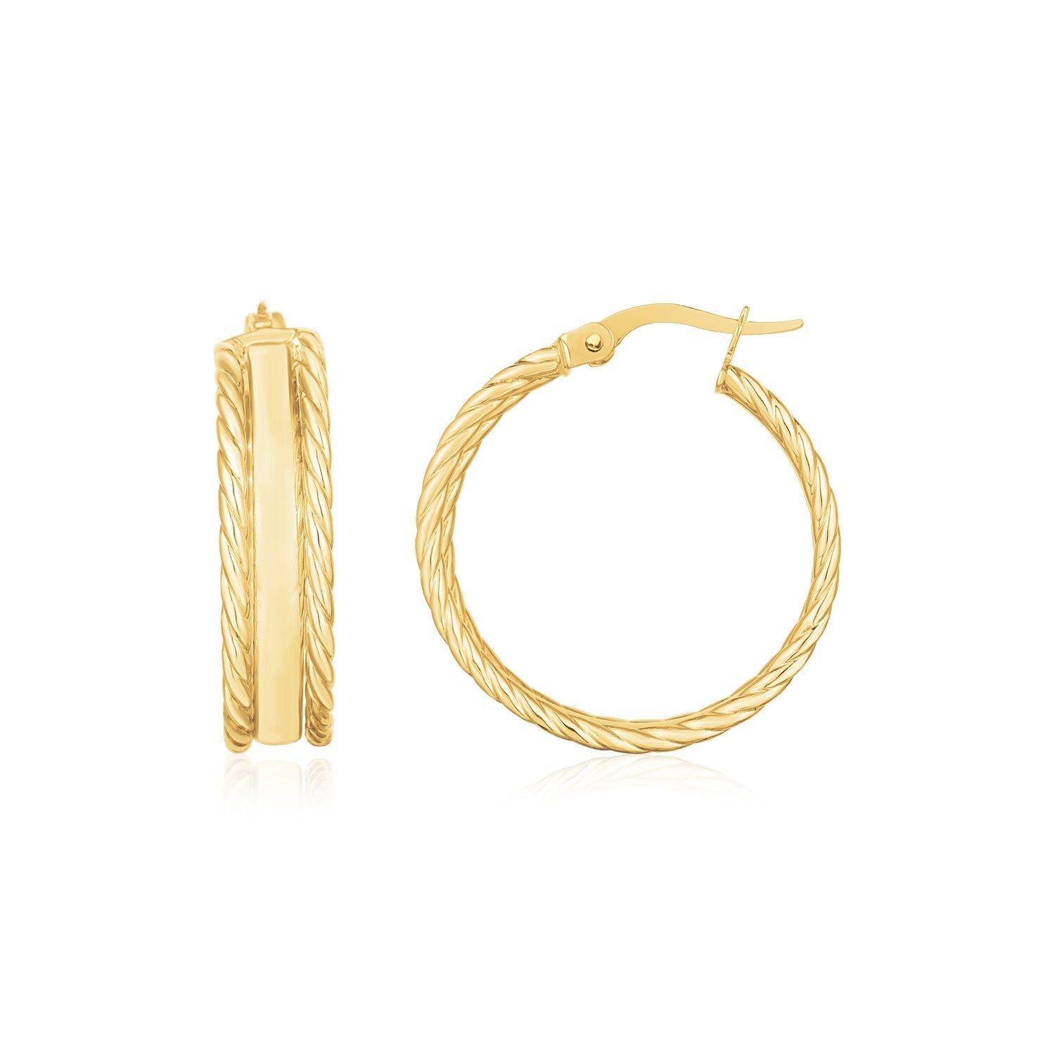 14K Yellow Gold Triple Row Hoop Earrings on sale at MyriadMart