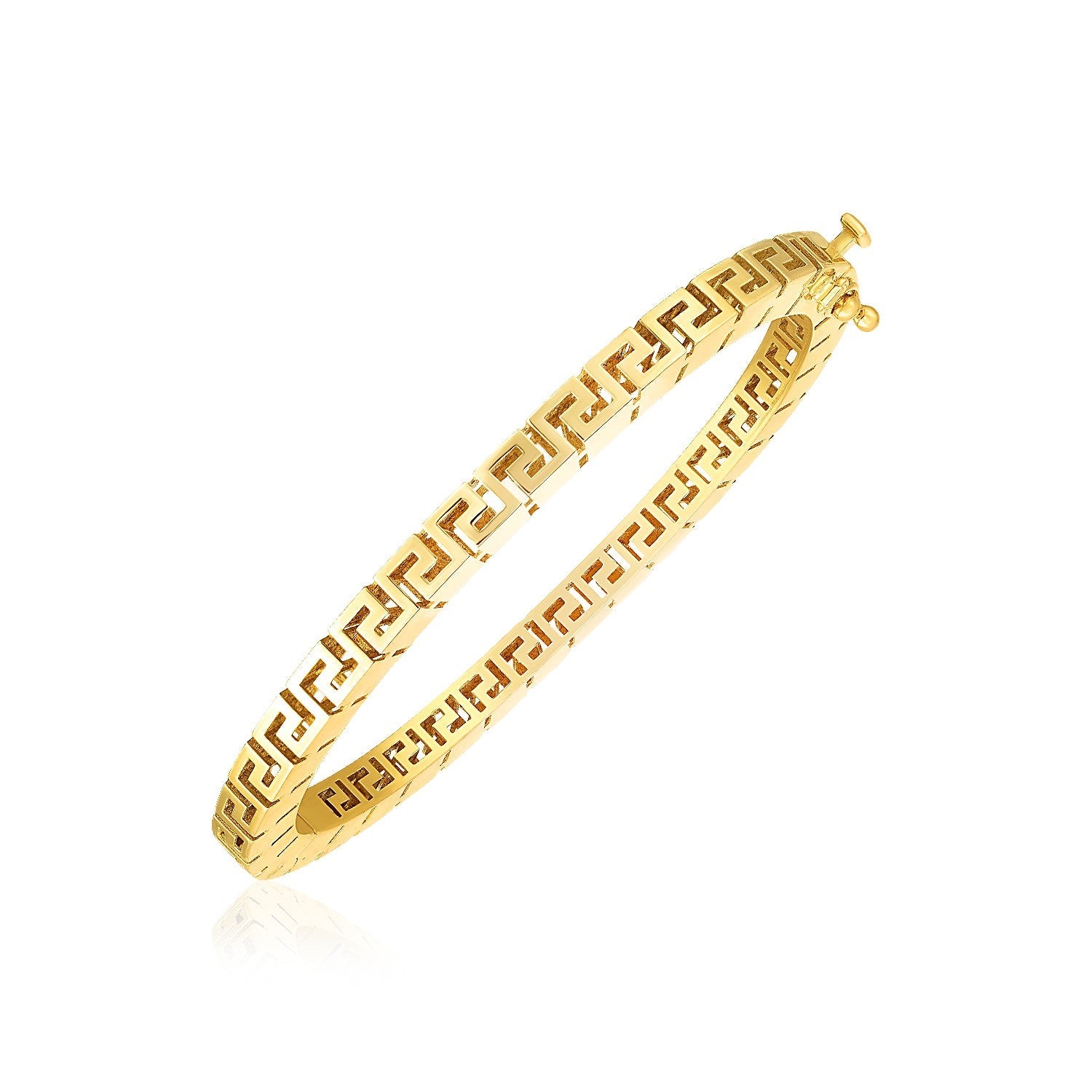 14k Yellow Gold High Polish Greek Key Bangle on sale at MyriadMart