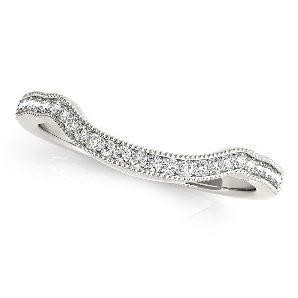 14k White Gold Curvy Style Pave Set Diamond Wedding Band 1/6 cttw on sale at MyriadMart