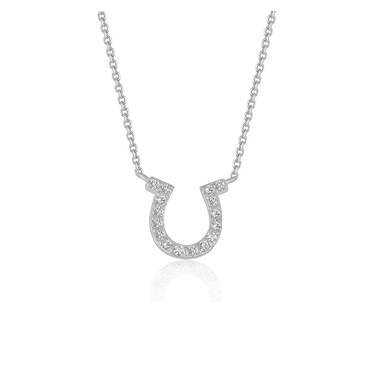 14k White Gold Horseshoe Design Diamond Pendant on sale at MyriadMart