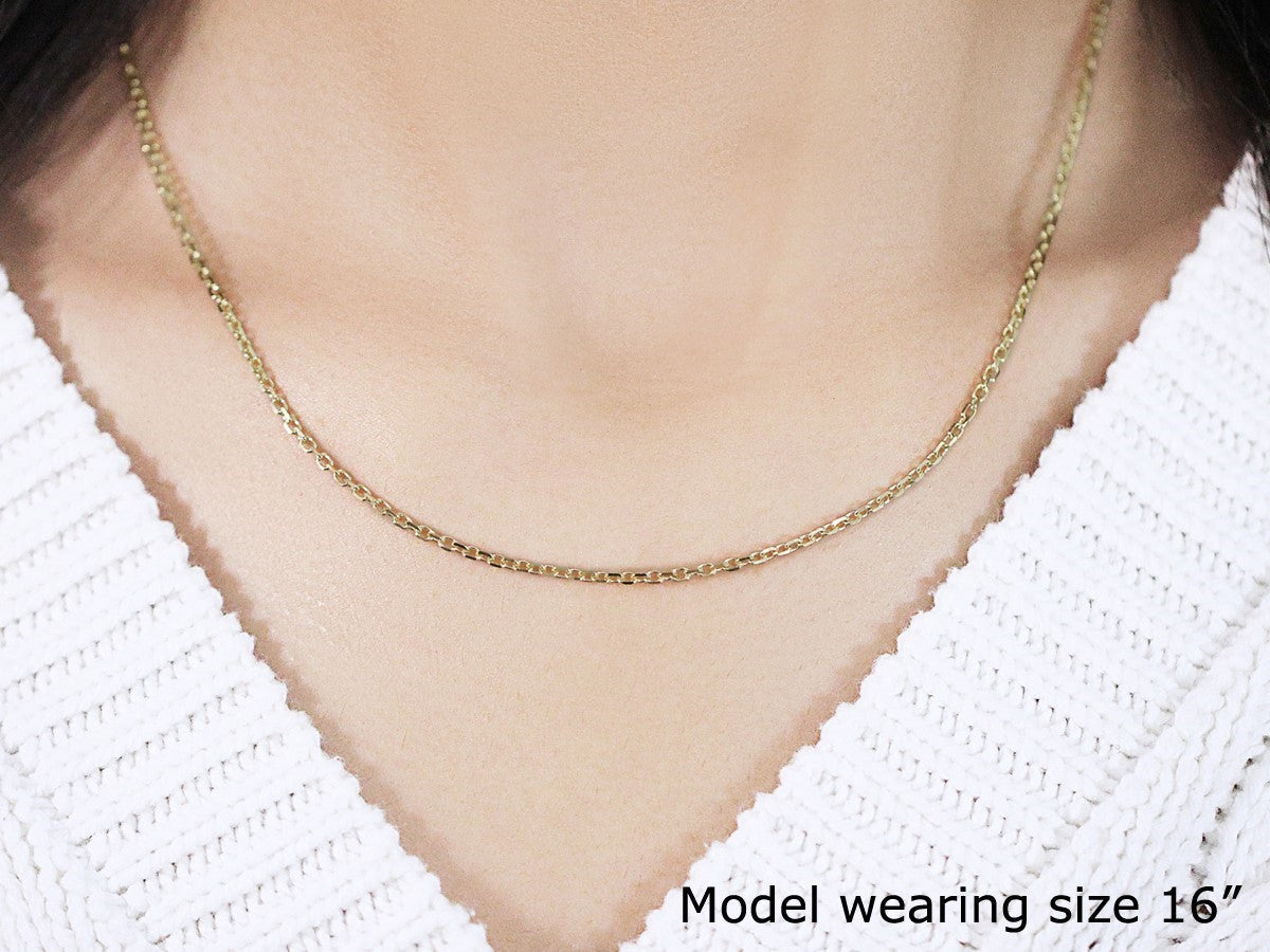 18k Yellow Gold Diamond Cut Cable Link Chain 1.90 mm on sale at MyriadMart