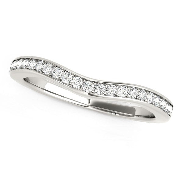 14k White Gold Curved Diamond Wedding Band 1/6 cttw on sale at MyriadMart