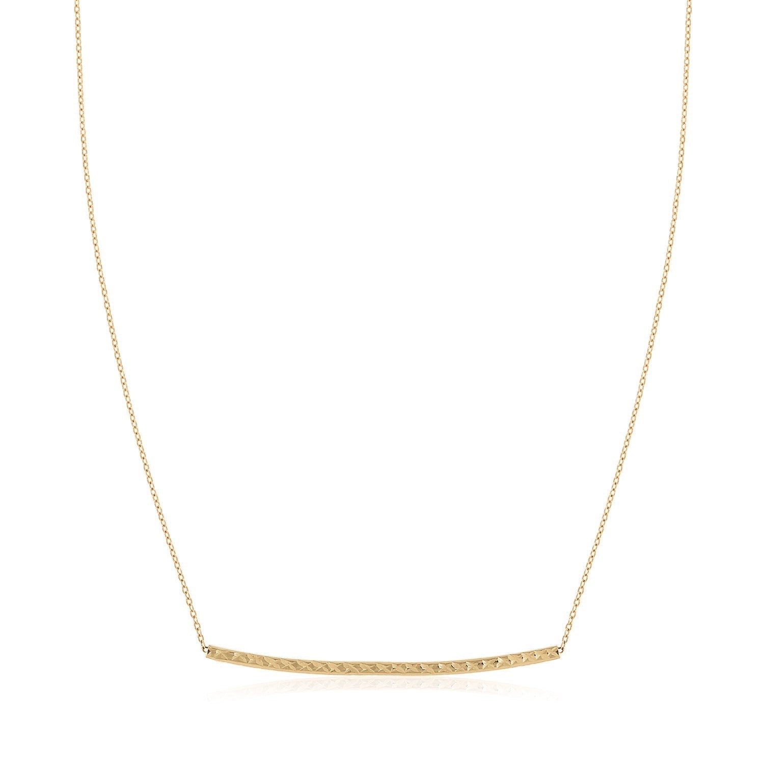 14k Yellow Gold Thin Textured Bar Necklace on sale at MyriadMart
