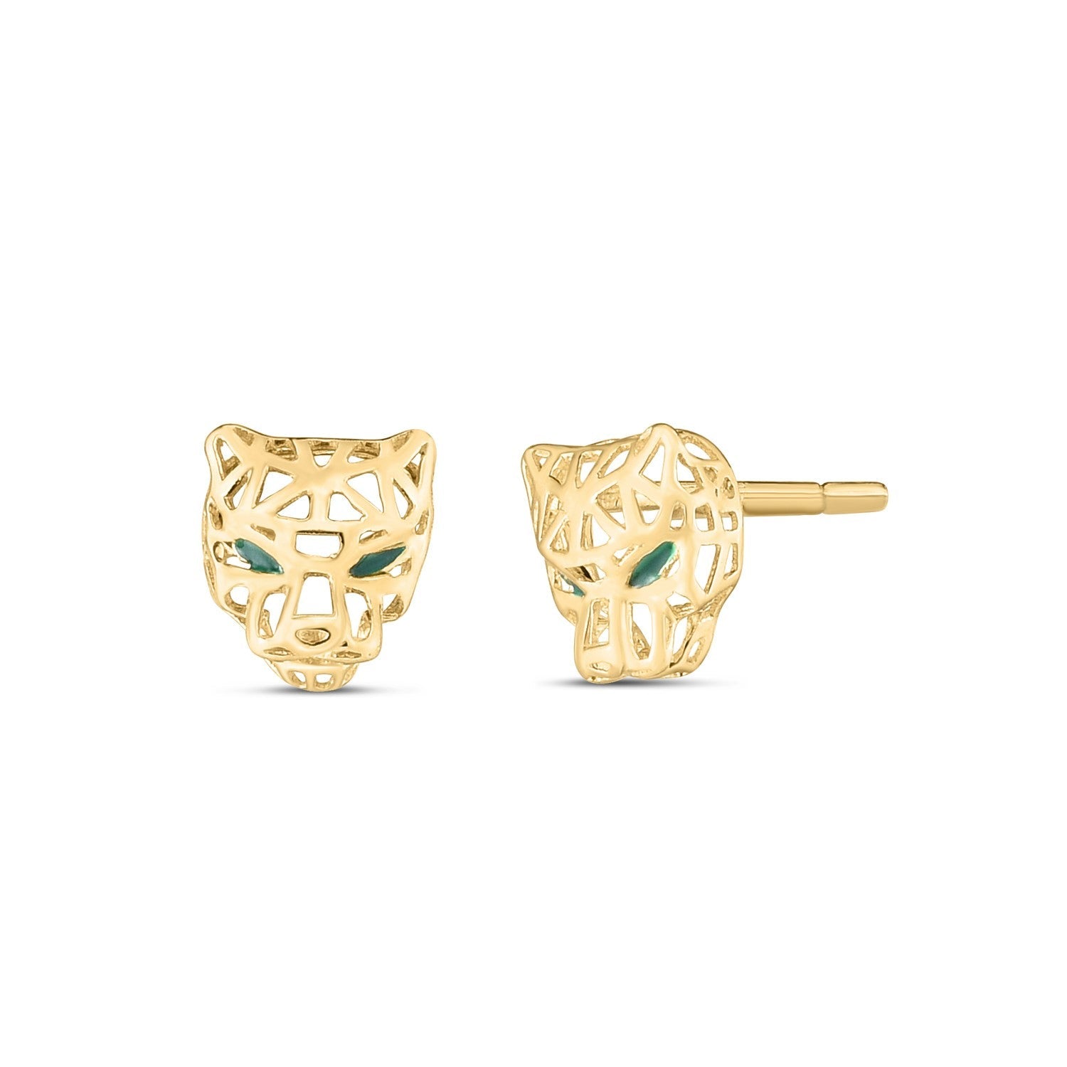 14k Yellow Gold Panther Head Stud Earrings on sale at MyriadMart