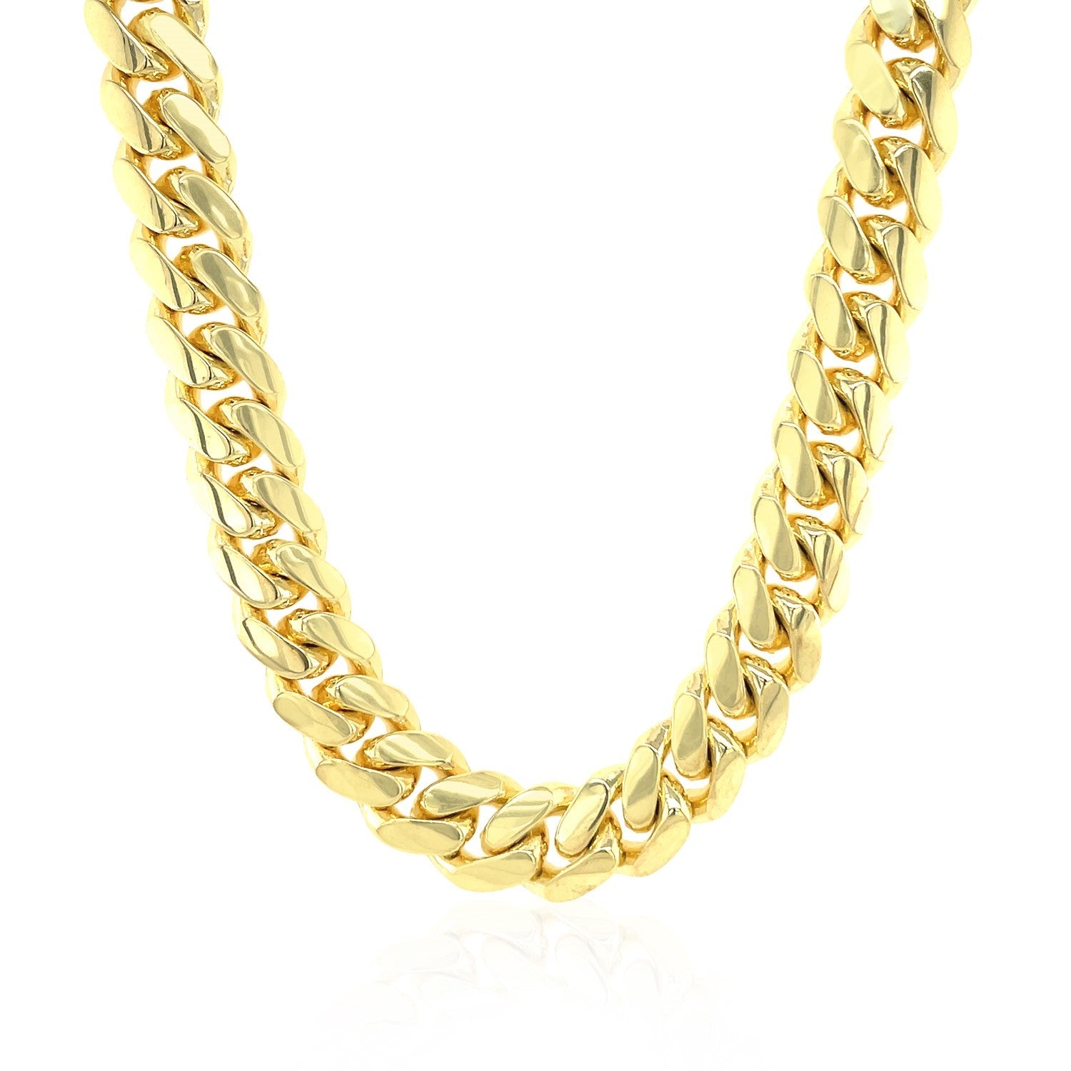 9.25mm 14k Yellow Gold Classic Miami Cuban Solid Chain on sale at MyriadMart
