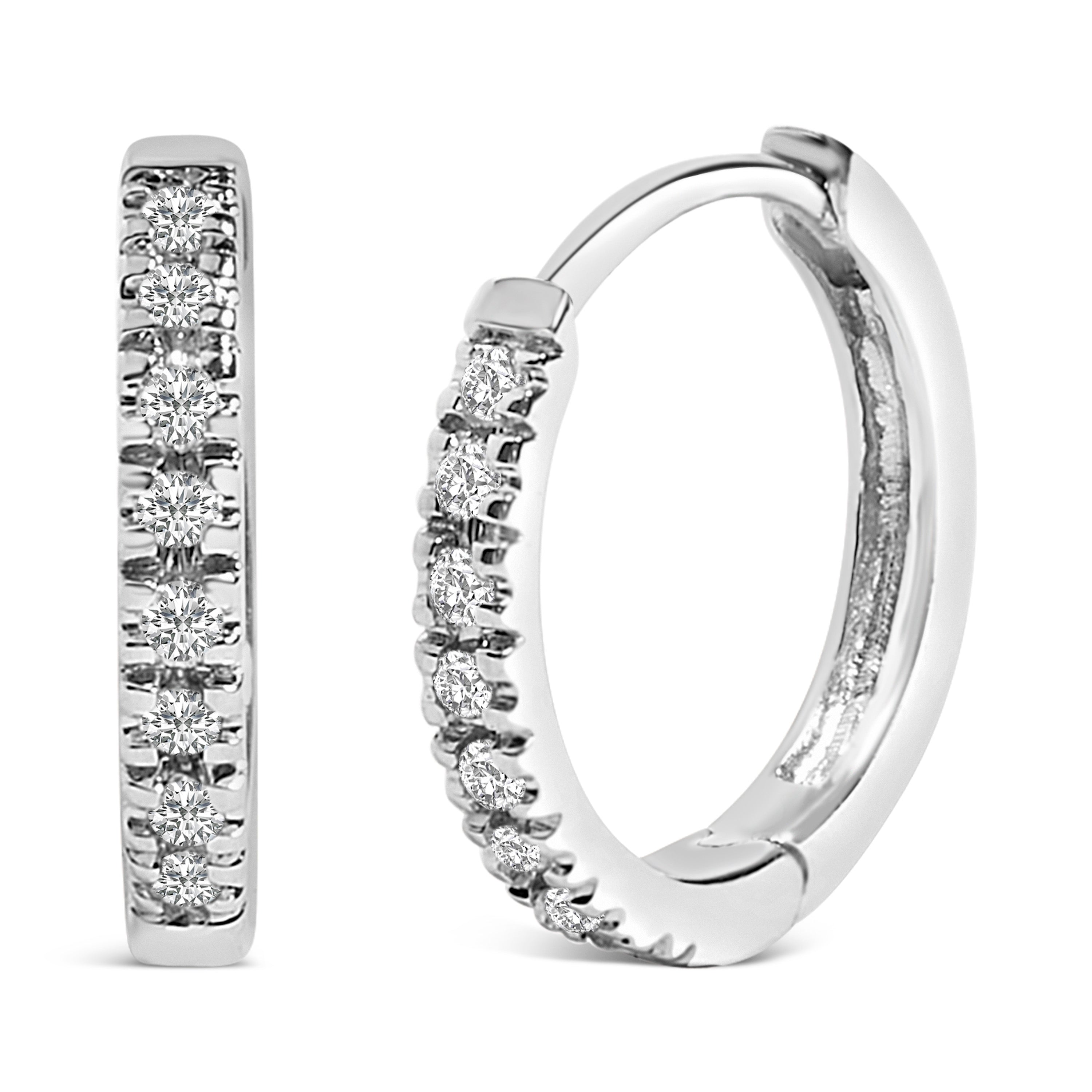 14K Rose Gold 1/5 CTW Diamond Huggie Hoop Earrings on sale at MyriadMart