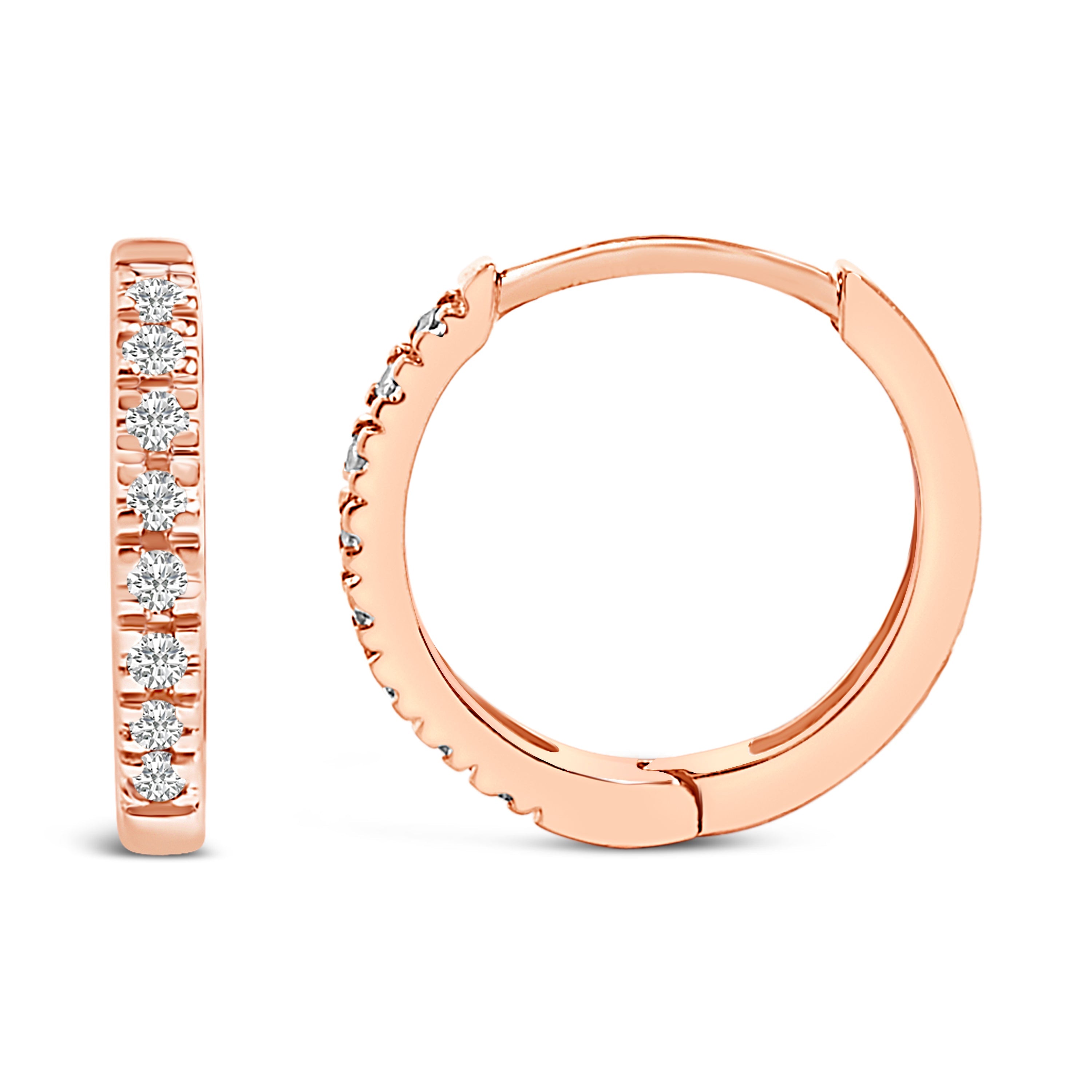14K Rose Gold 1/5 CTW Diamond Huggie Hoop Earrings on sale at MyriadMart